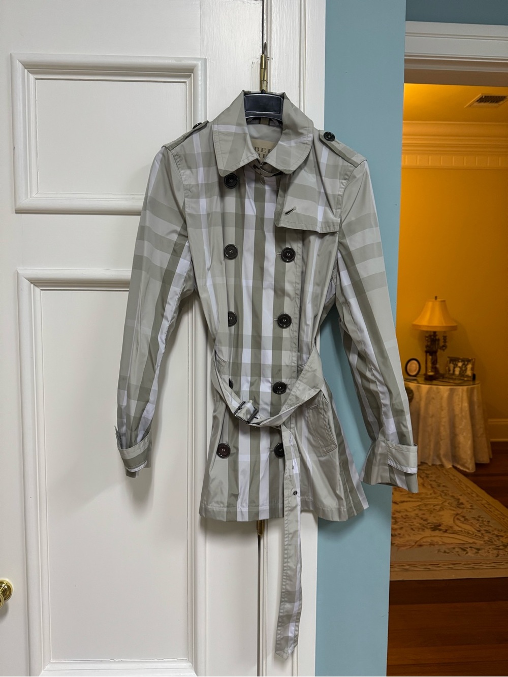 Burberry Brit Beige Plaid Trench Coat